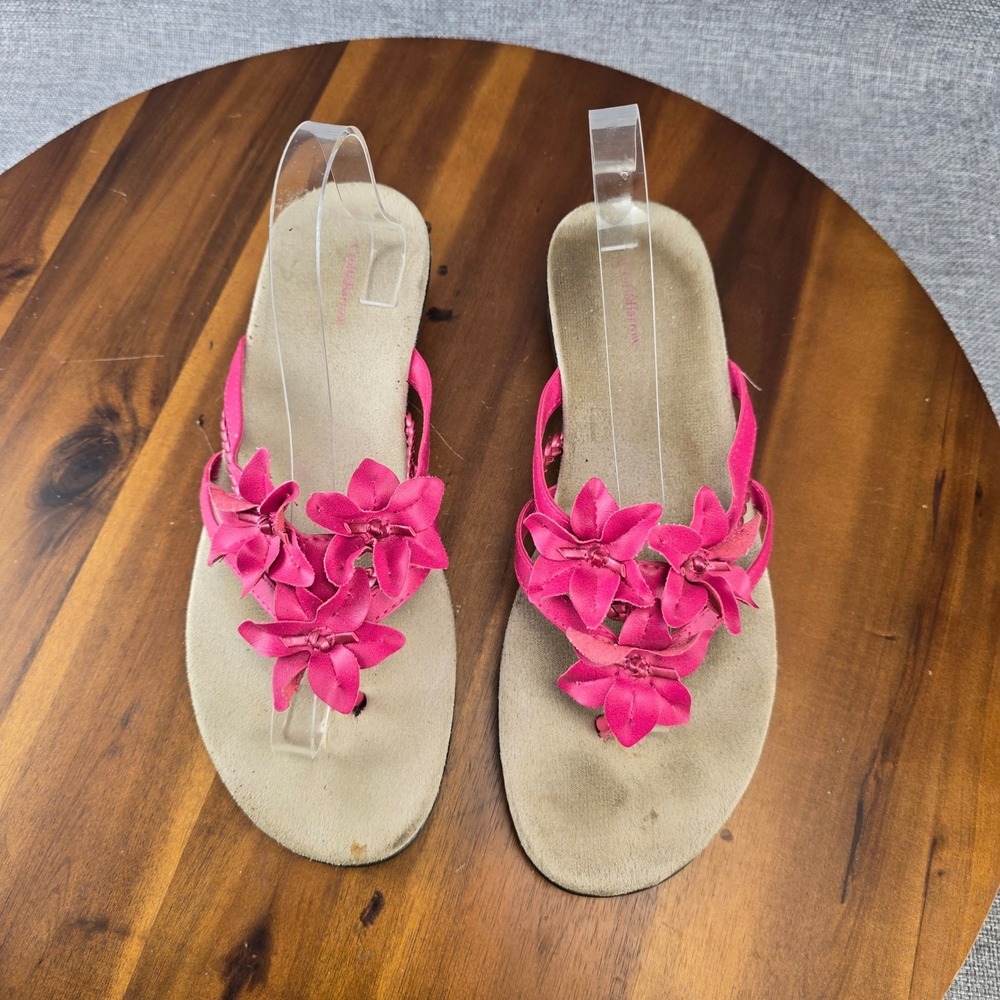 Croft & Barrow Women's Pink Flower Embellished Thong Sandals Size 9.5 - Picture 13 of 14